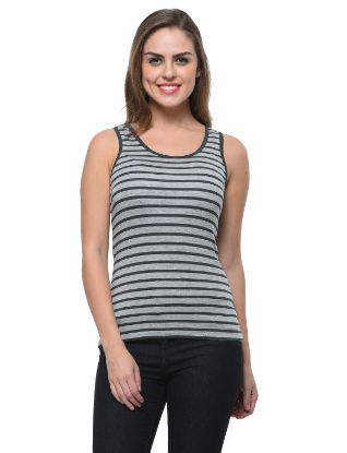 Picture of Frenchtrendz Viscose Spandex Charcoal Grey Medium Length Tank Top