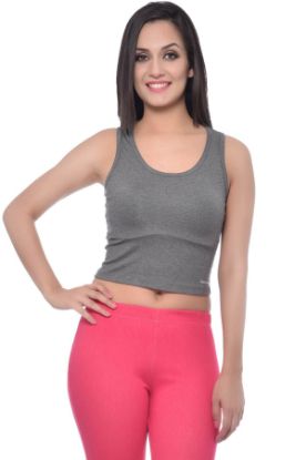 Picture of Frenchtrendz Viscose Spandex Grey Crop Top