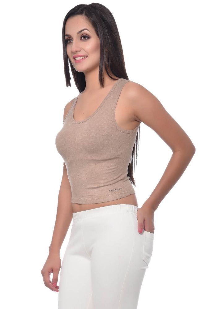 Picture of Frenchtrendz Viscose Spandex Camel Crop Top