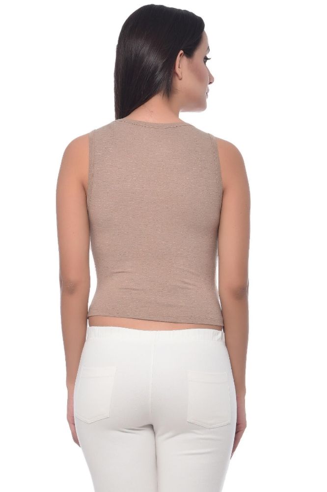 Picture of Frenchtrendz Viscose Spandex Camel Crop Top