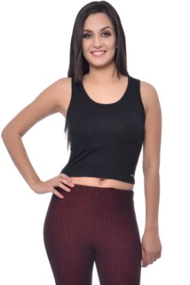 Picture of Frenchtrendz Viscose Spandex Black Crop Top