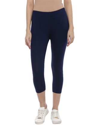 Picture of Frenchtrendz Cotton Spandex Indigo Blue Leggings Capris