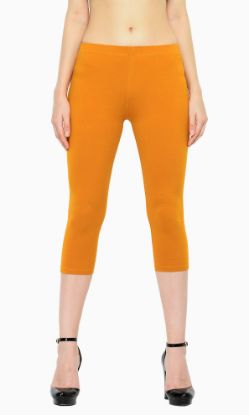 Picture of Frenchtrendz Cotton Spandex Dust Mustard Capri