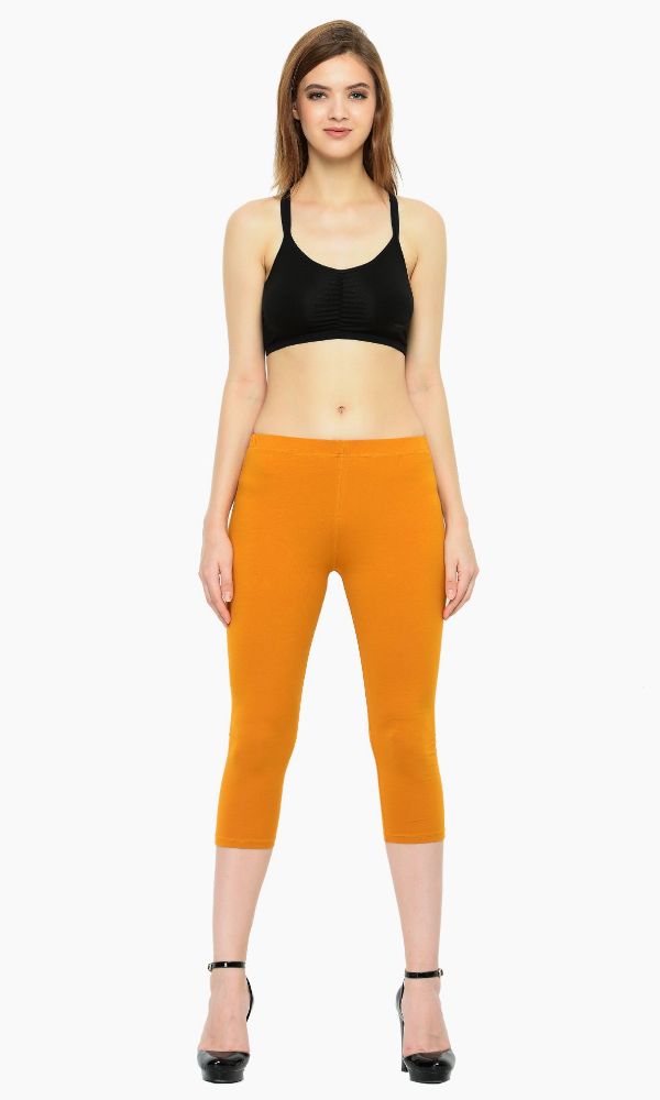 Picture of Frenchtrendz Cotton Spandex Dust Mustard Capri