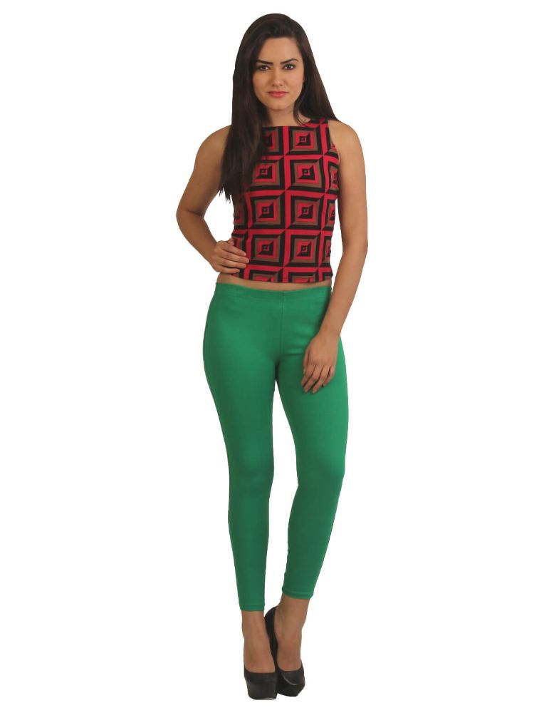 Picture of Frenchtrendz Cotton modal Spandex Green Jeggings