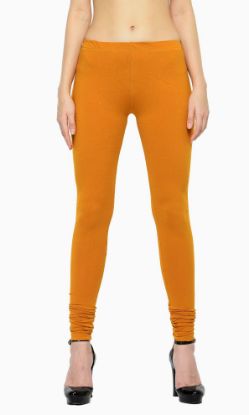Picture of Frenchtrendz Cotton Spandex Dust Mustard Churidar Leggings