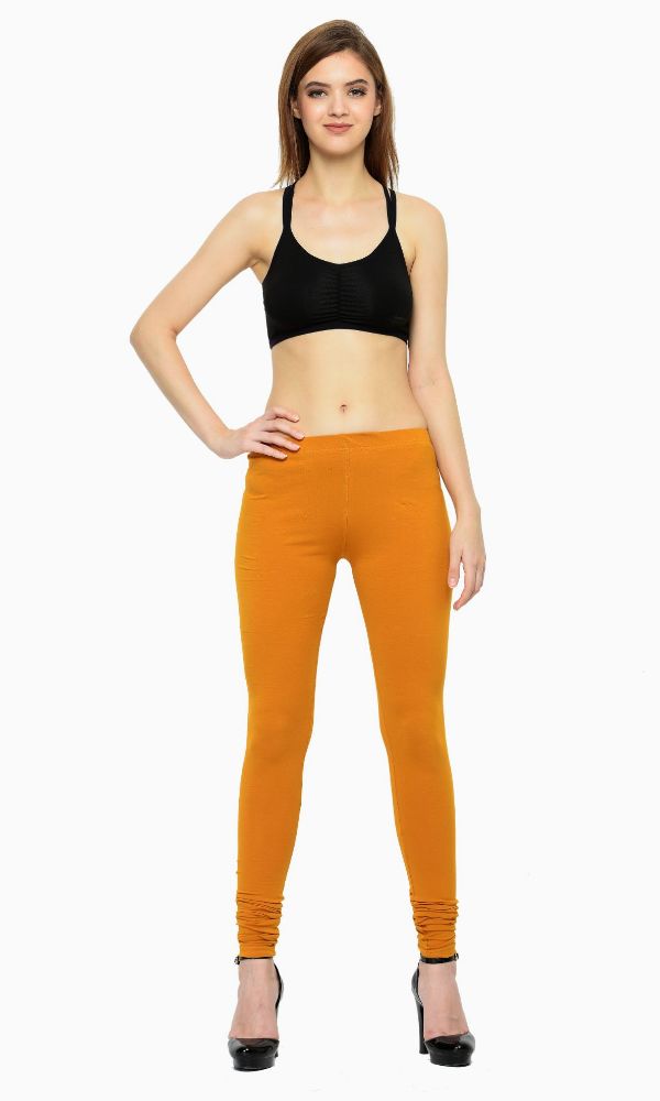 Picture of Frenchtrendz Cotton Spandex Dust Mustard Churidar Leggings