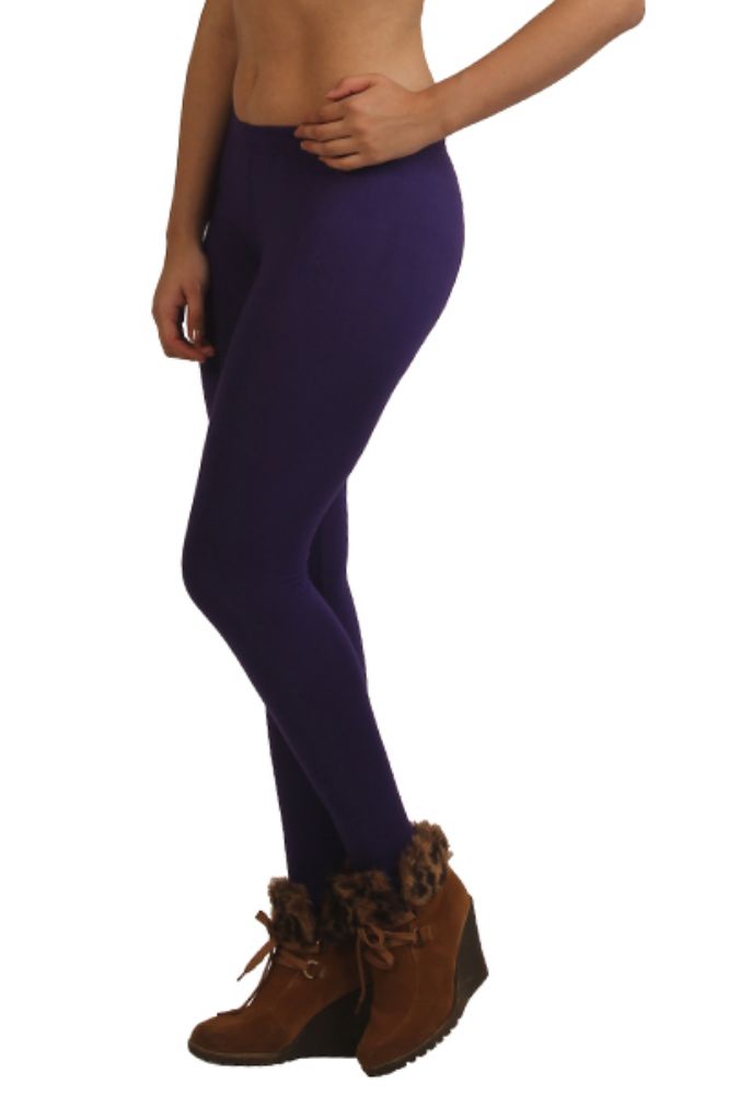 Picture of Frenchtrendz Viscose Spandex Purple Ankle Leggings