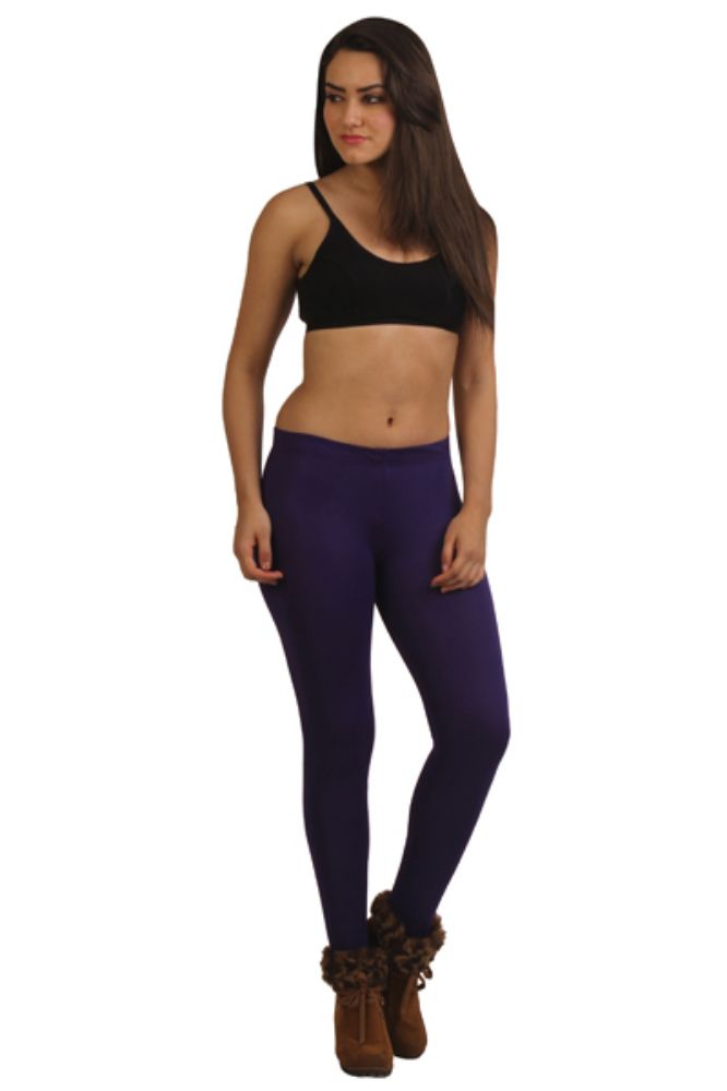 Picture of Frenchtrendz Viscose Spandex Purple Ankle Leggings