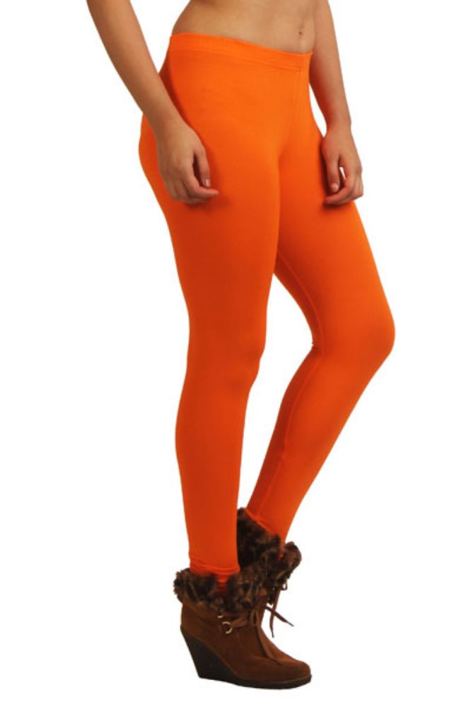 Picture of Frenchtrendz Viscose Spandex Orange Ankle Leggings