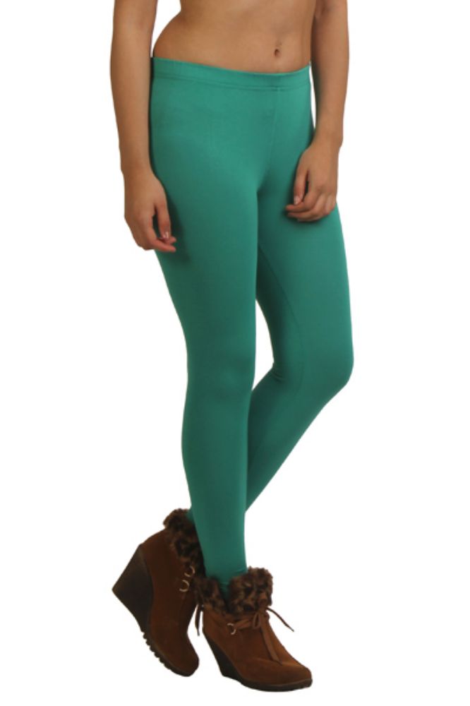 Picture of Frenchtrendz Viscose Spandex Green Ankle Leggings