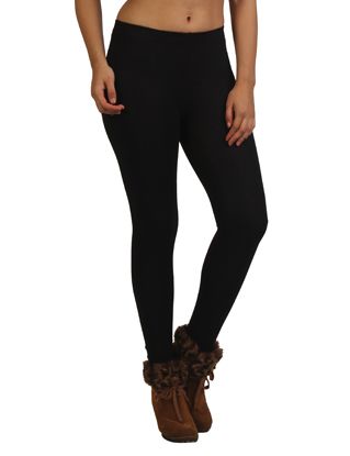 Picture of Frenchtrendz Viscose Spandex Black Ankle Leggings