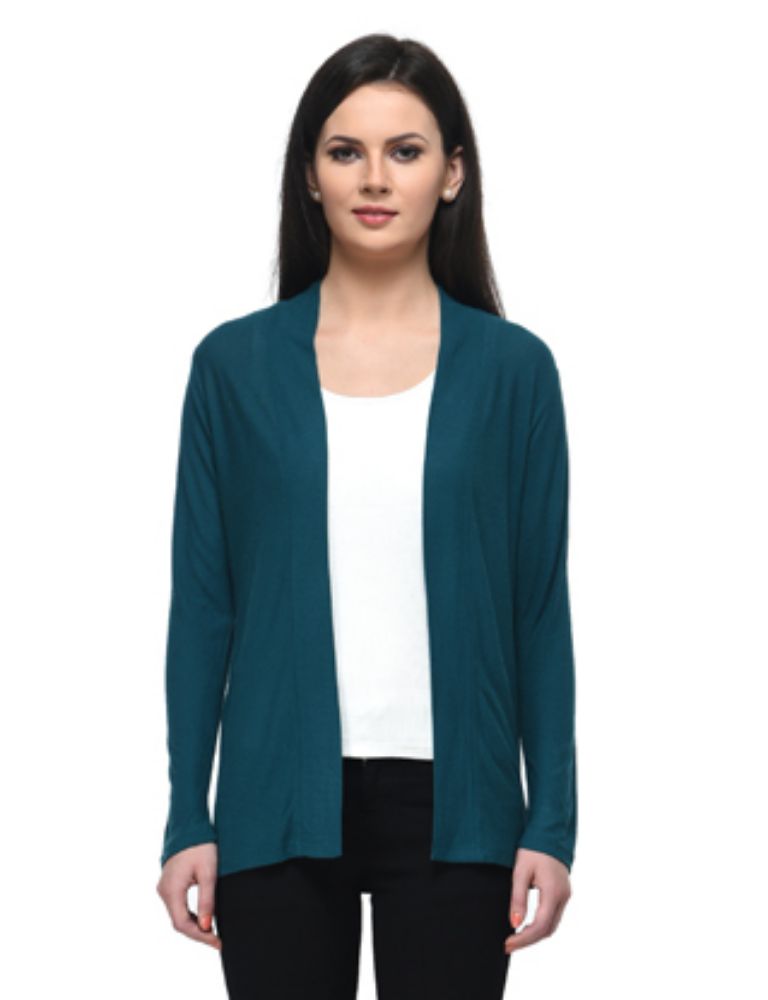 Picture of Frenchtrendz Viscose Spandex Teal Medium Length Shrug
