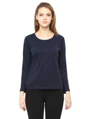 Picture of Frenchtrendz 100% Cotton Navy Solid Everyday Basic Top