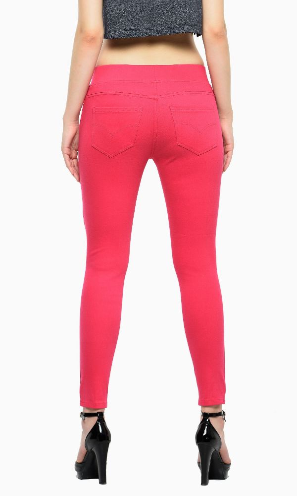 Picture of Frenchtrendz cotton viscose Spandex Pink Jeggings