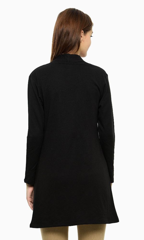 Picture of Frenchtrendz Cotton Spandex Fleece Black Long Length Shrug