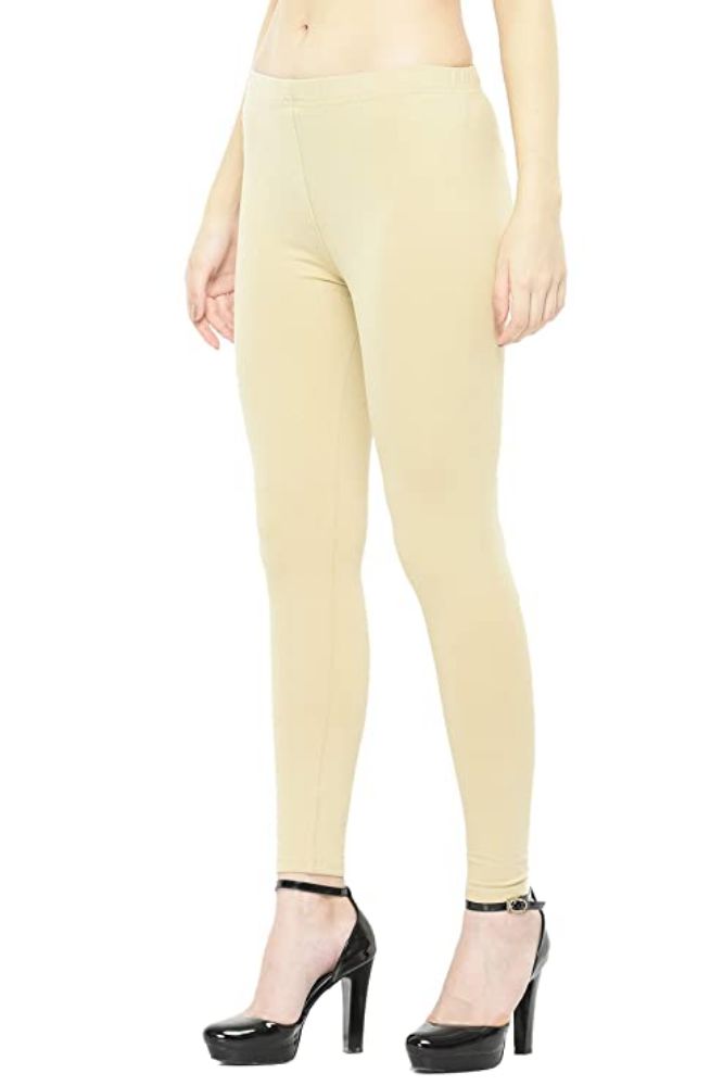 Picture of Frenchtrendz Cotton Spandex Light Beige Ankle Leggings