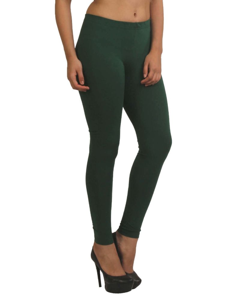 Picture of Frenchtrendz Viscose Spandex Dark Green Ankle Leggings