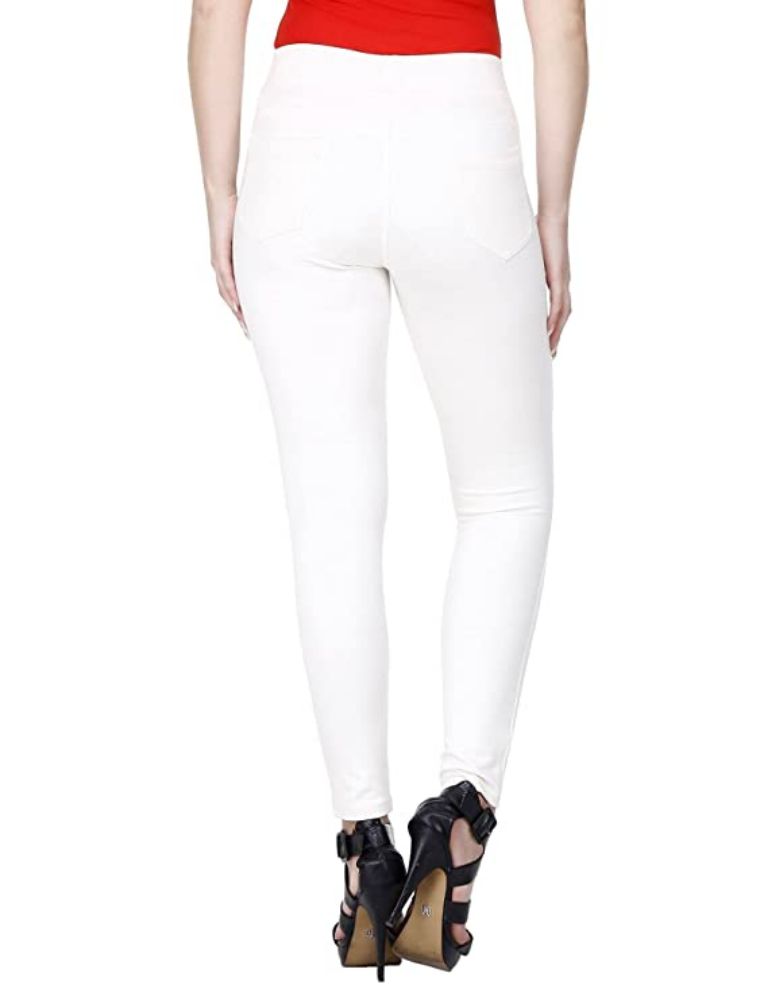 Picture of Frenchtrendz Cotton Poly Spandex Ponte Ivory Jeggings