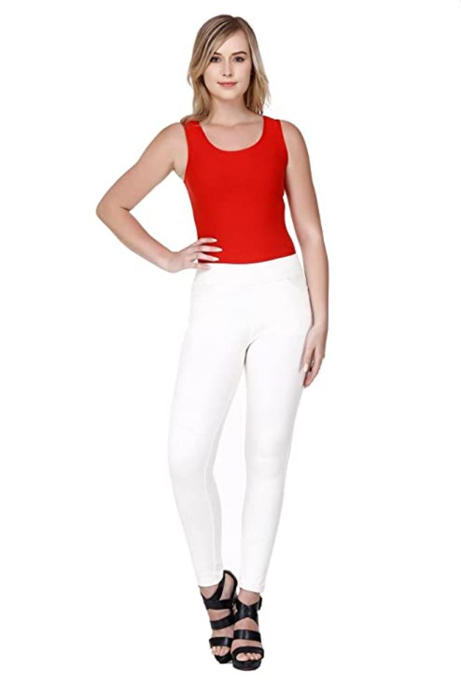 Picture of Frenchtrendz Cotton Poly Spandex Ponte Ivory Jeggings