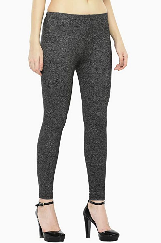 Picture of Frenchtrendz Cotton Poly Jaspe Black Jaspe Ankle Legging