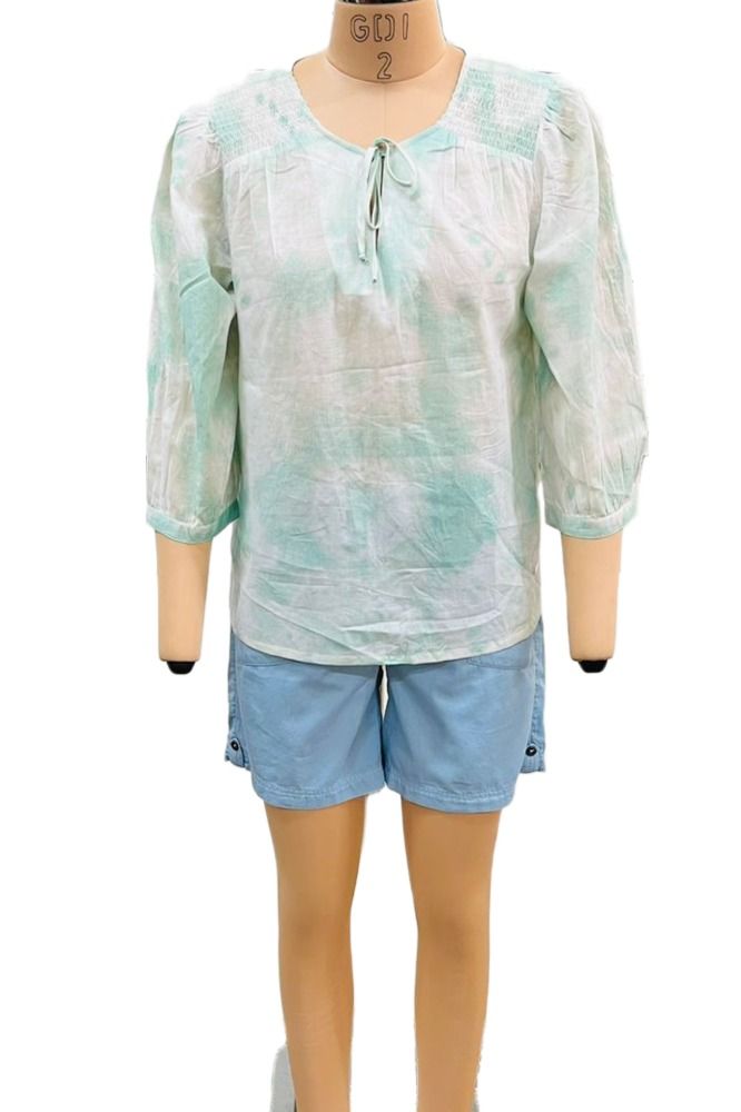Picture of Frenchtrendz Women's Tie & Dye mint green Cotton Top