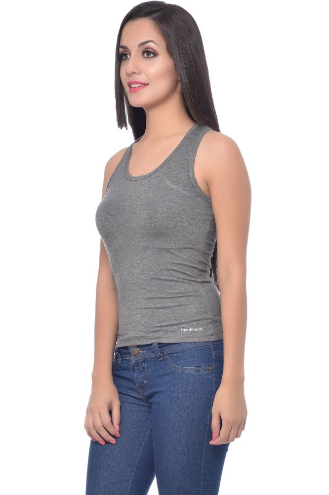 Picture of Frenchtrendz Viscose Spandex Grey Short Length Tank Top
