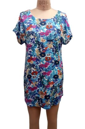 Picture of Frenchtrendz Women's Printed blue Round Neck Dress