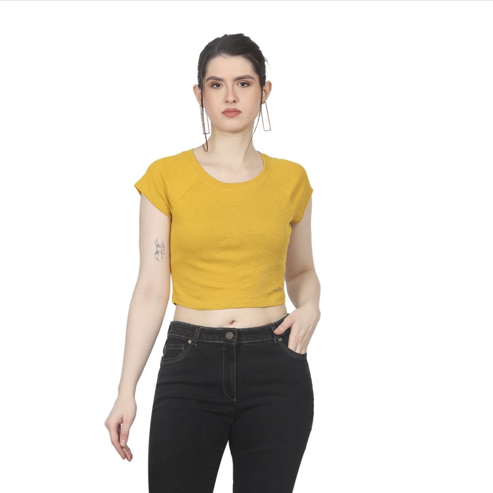 Picture of Frenchtrendz Women's Mustard Crop Top