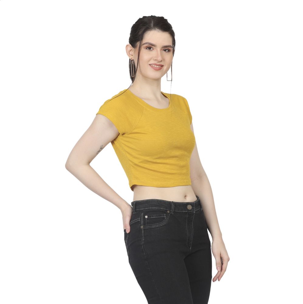 Picture of Frenchtrendz Women's Mustard Crop Top