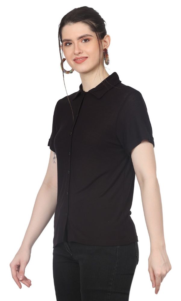 Picture of Frenchtrendz Women's Black viscose crepe shirt
