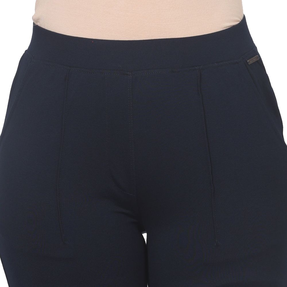 Picture of Frenchtrendz Rayon Poly Plated Navy Bell Bottom Pant