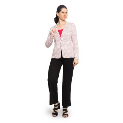 Picture of Frenchtrendz Women's all weather maroon Doodle Printed  Blazer