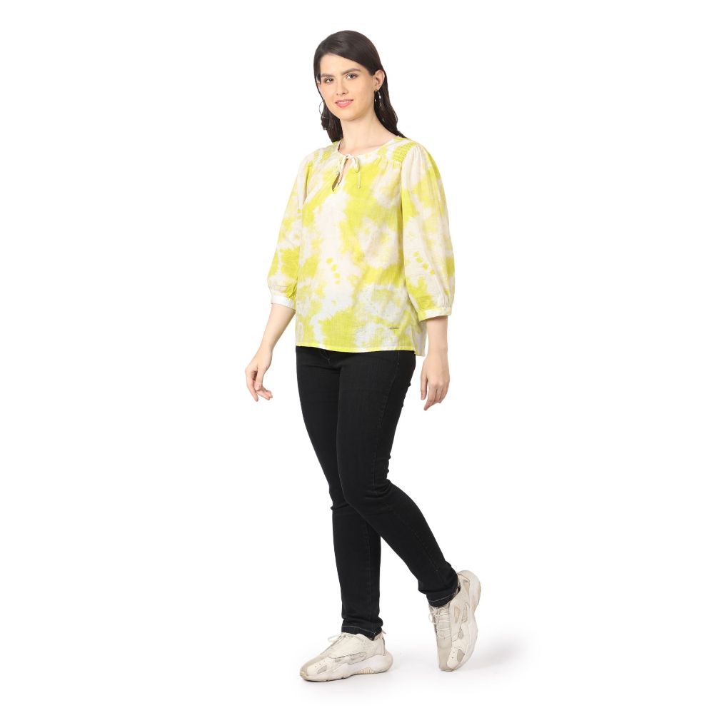Picture of Frenchtrendz Women's Tie & Dye Lime green cotton Top