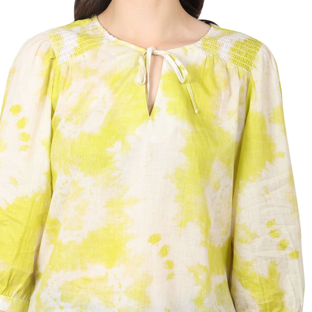 Picture of Frenchtrendz Women's Tie & Dye Lime green cotton Top
