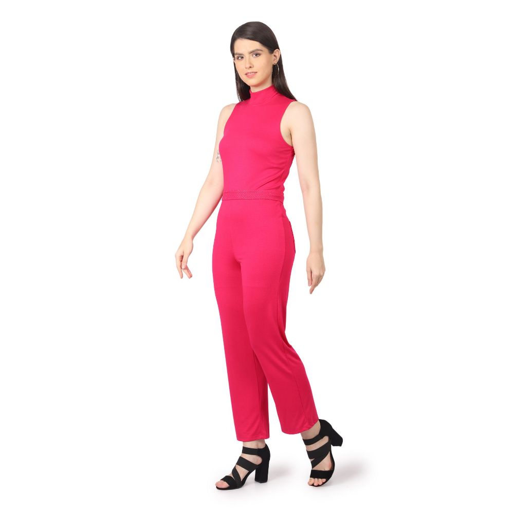 Picture of Frenchtrendz Women's swe pink jumpsuit with embellished belt 