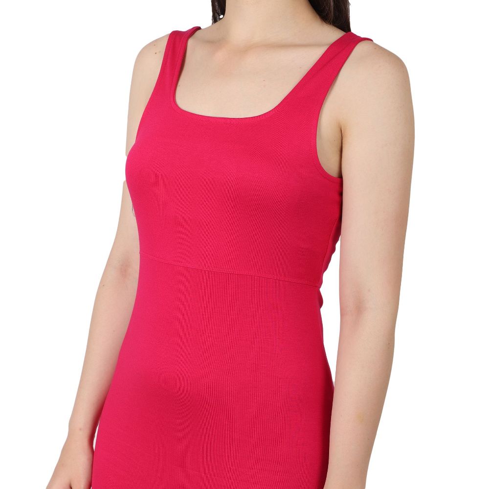 Picture of Frenchtrendz Women Swe pink Rayon Poly Plated Tank Middi Dress