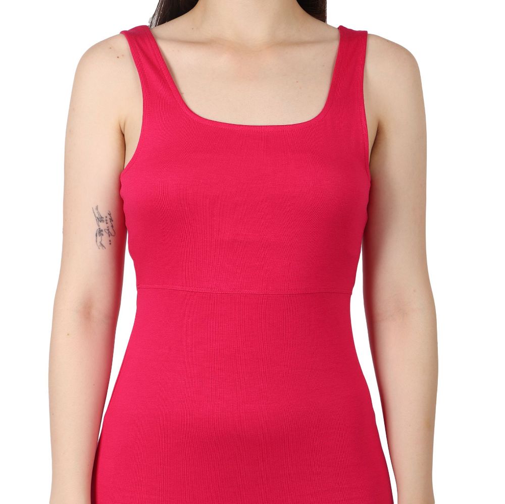 Picture of Frenchtrendz Women Swe pink Rayon Poly Plated Tank Middi Dress