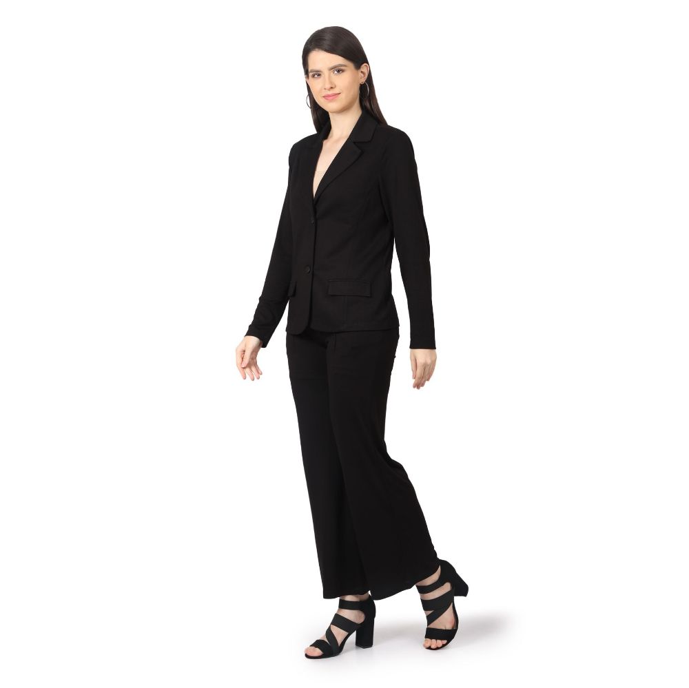 Picture of Frenchtrendz Women's All Weather Black Rayon poly plated Blazer
