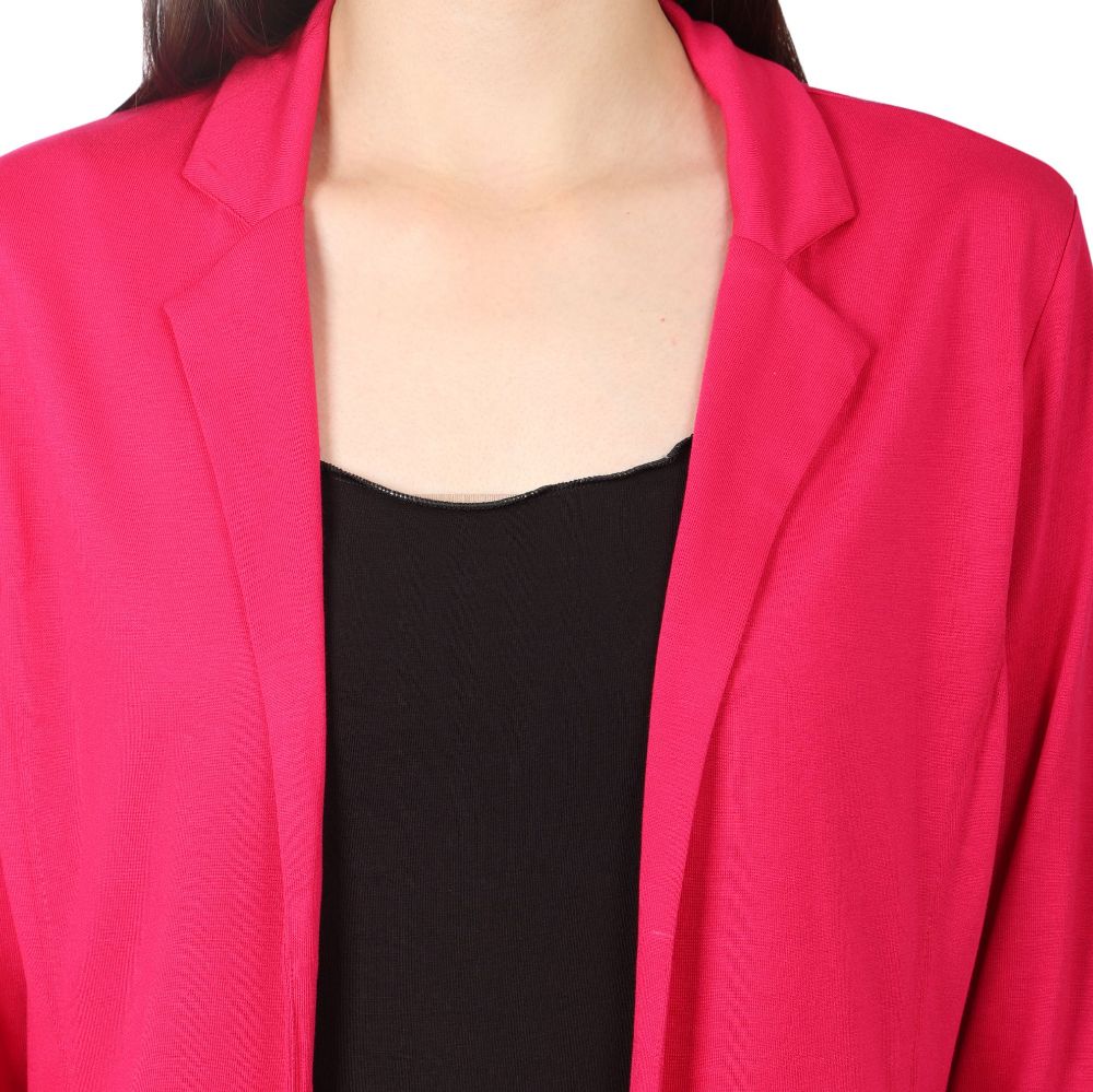 Picture of Frenchtrendz Women's All Weather Swe pink Rayon Poly Plated Blazer