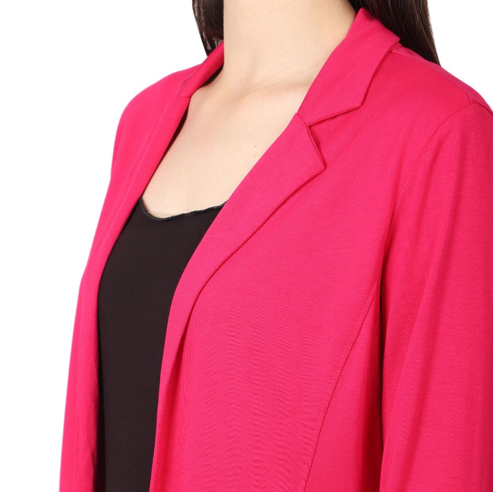 Picture of Frenchtrendz Women's All Weather Swe pink Rayon Poly Plated Blazer