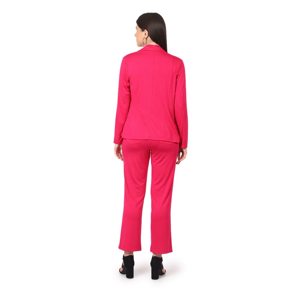 Picture of Frenchtrendz Women's Rayon Poly Pleated  Swe pink Jumpsuit And Blazer Set