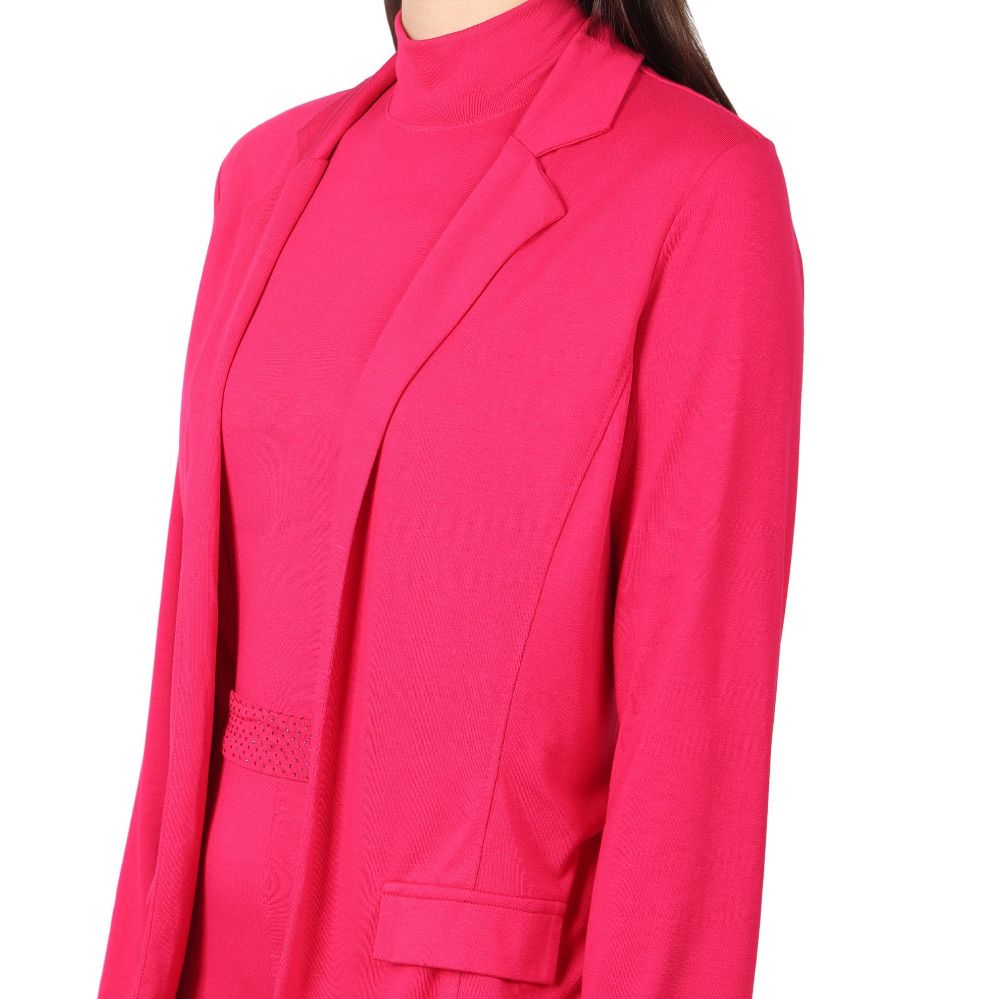 Picture of Frenchtrendz Women's Rayon Poly Pleated  Swe pink Jumpsuit And Blazer Set