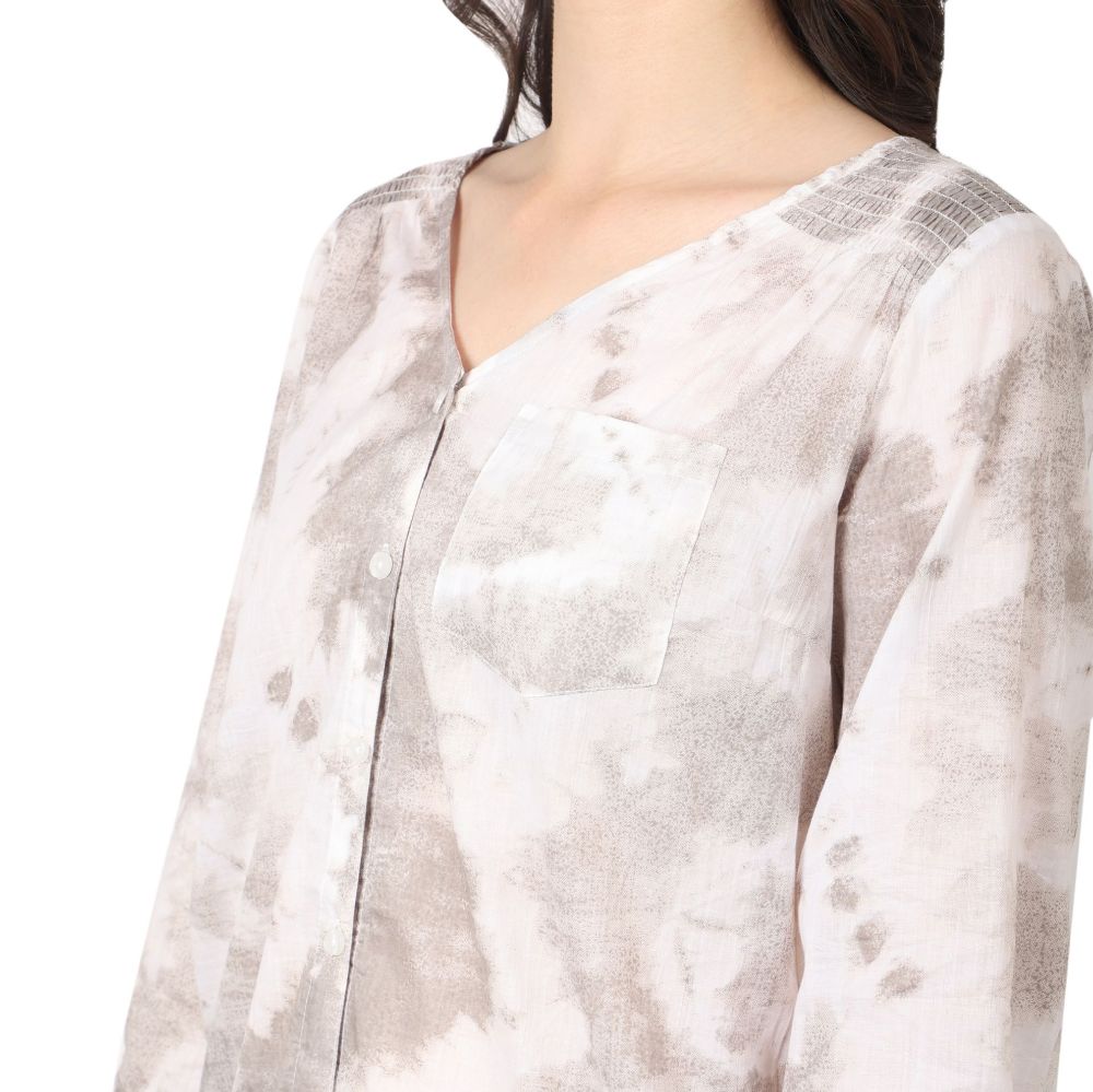 Picture of Frenchtrendz Women's Tie & Dye Grey Shirt Look Pure Cotton Top