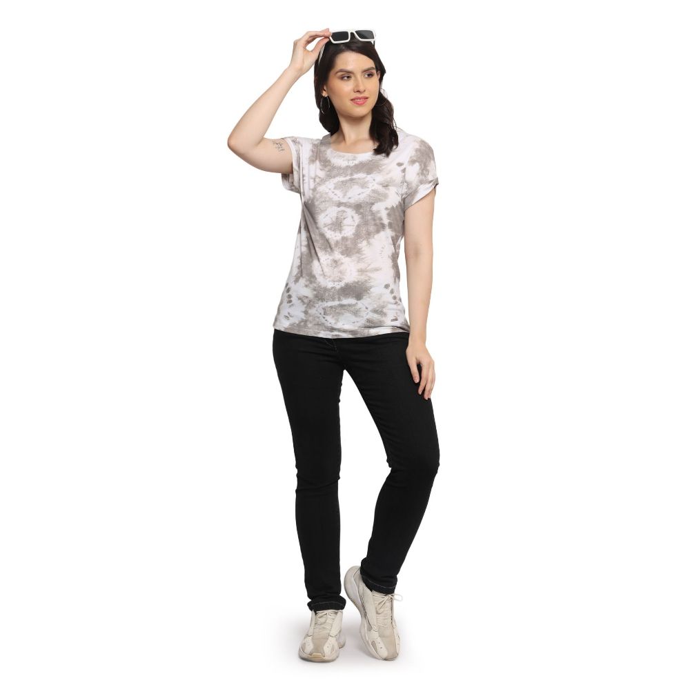 Picture of Frenchtrendz Women's Cotton Jersey Grey Sky Print Top