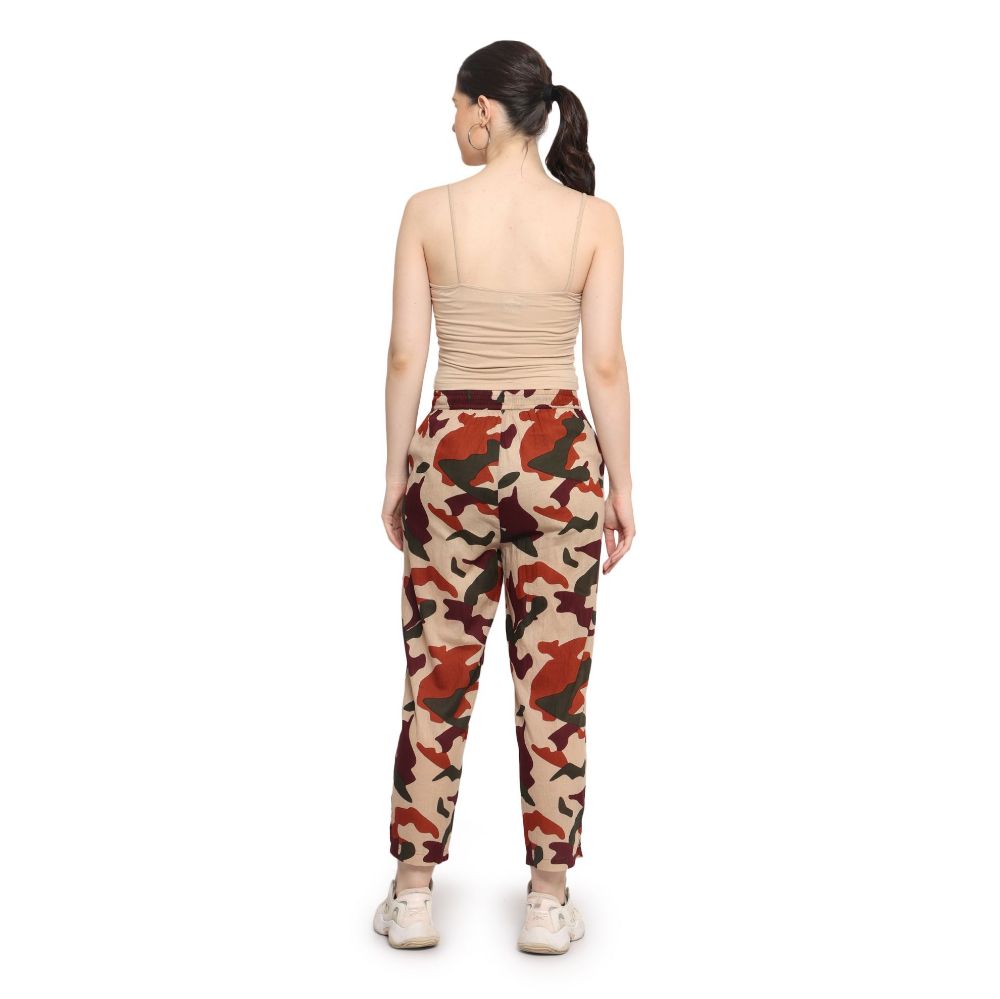 Picture of Frenchtrendz Women's Military Print Beige Base Elasticated Bottom Pant.