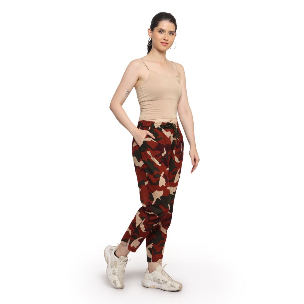 Picture of  Frenchtrendz Women's Military Print Rust Base Elasticated Bottom Pant.