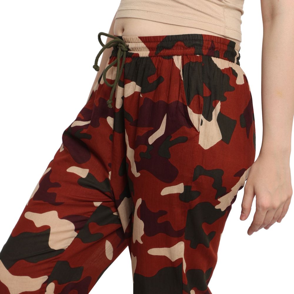 Picture of  Frenchtrendz Women's Military Print Rust Base Elasticated Bottom Pant.