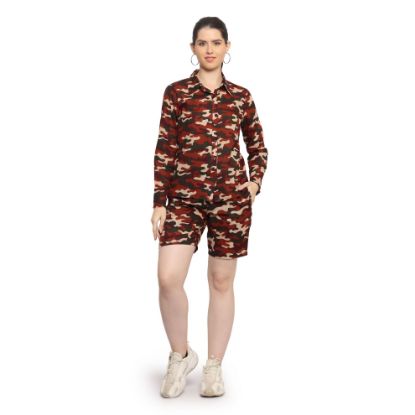 Picture of Frenchtrendz Women's Military Print Nikker And Shirt Set