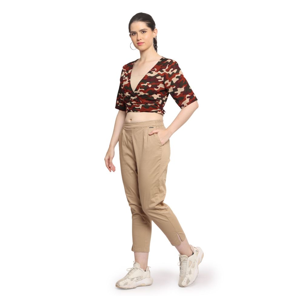Picture of Frenchtrendz Women's Military Print Wrap Crop Top